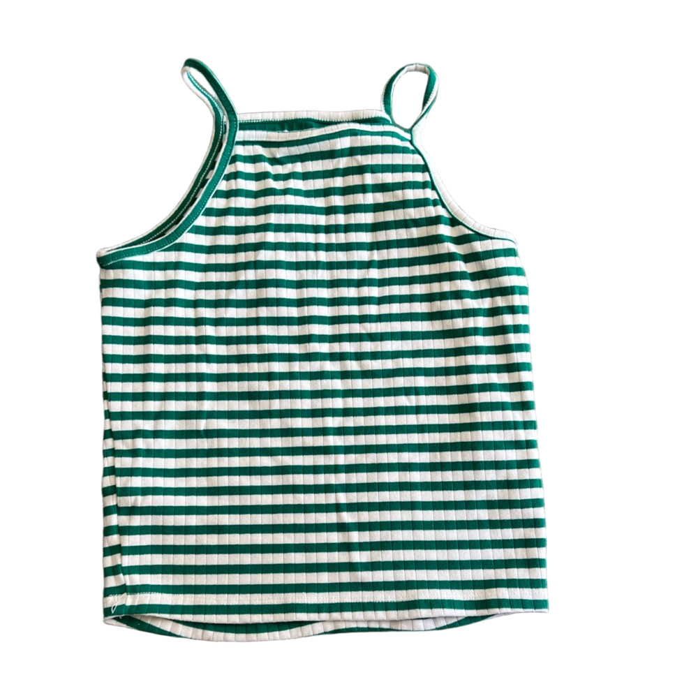 Index Basics Women’s Green and White Striped Top
